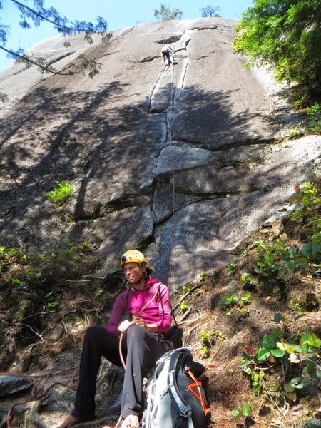 Jessica leading with the ever attentive Steph belaying