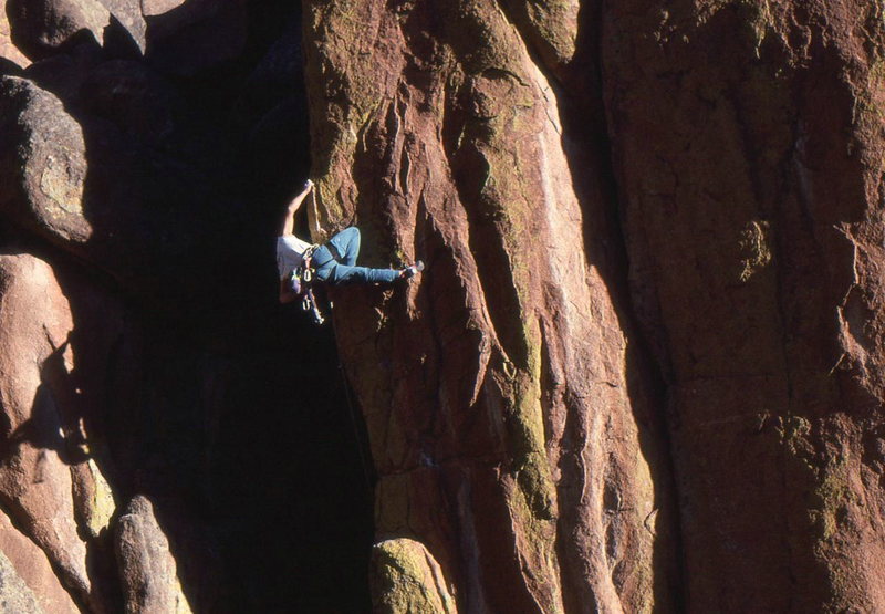 We called this the Figure 4 Flag move, this is the only way I could let go to clip the crux bolt.