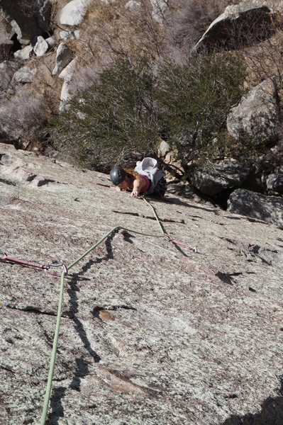 Coming up the final section of the first pitch of Twinkie. An exciting climb!