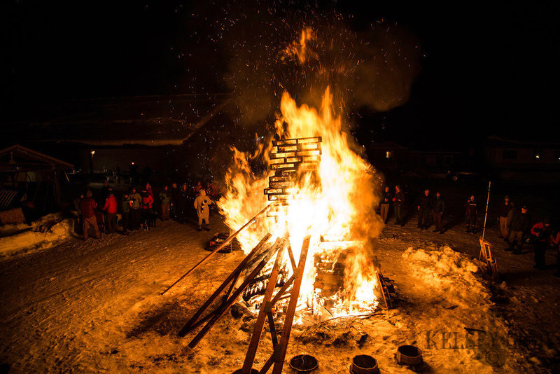 This is how we keep warm on a chilly February night after another long day of ice climbing.