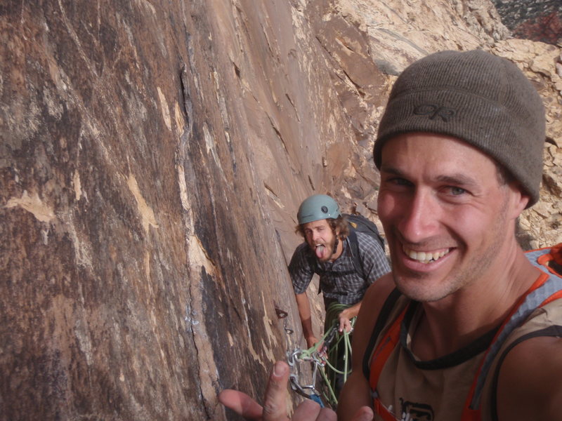 One more pitch down and a few more to go till the top of Levetation 29, Red Rock. Nice climbing Danny Man!