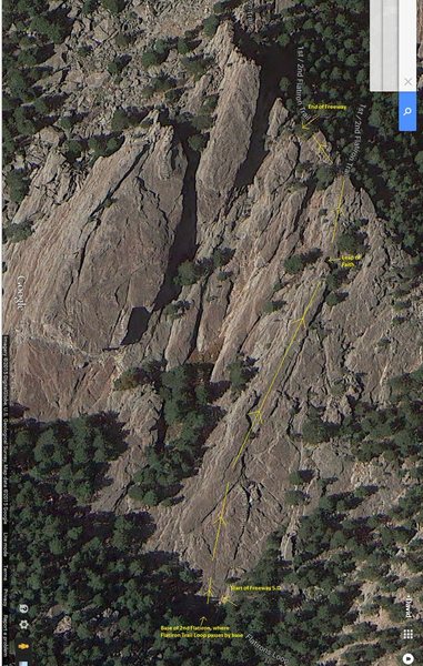 General directions for Freeway. There's a lot of options with how wide it is. Generally though, just stay going straight up until you notice a rightward direction as there's a gully to the left. Keep following that until you find the leap of faith. Click 'View full size' for the image, to make seeing any of the text possible.