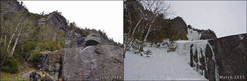 Summer & winter comparison of route from below.
