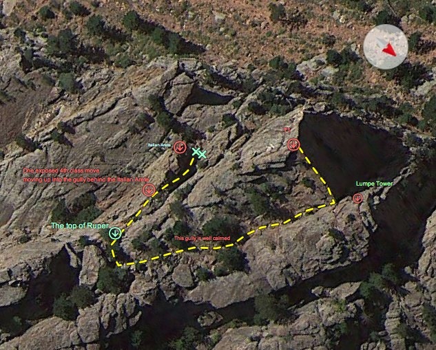 The walk from the top of the Yellow Spur down to the Chockstone Chimney rappel.