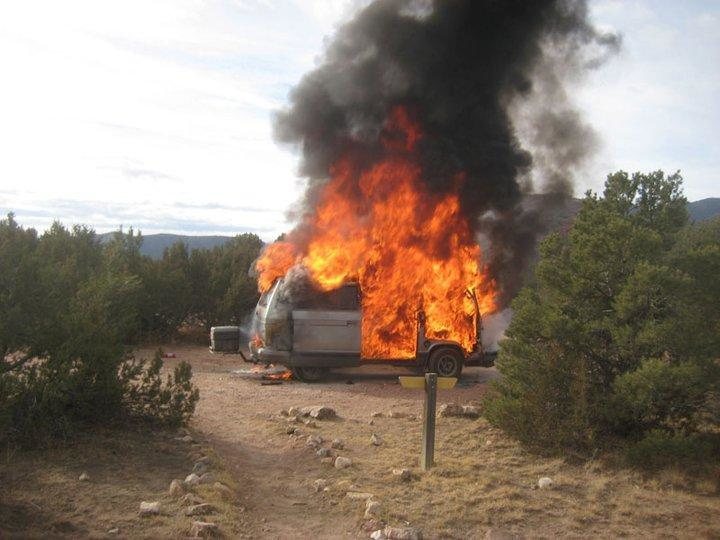 When I tell people my van caught fire, I don't think they can really imagine exactly what I mean. This photo helps.