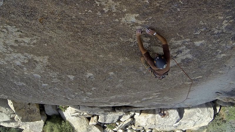 The final moves to the belay