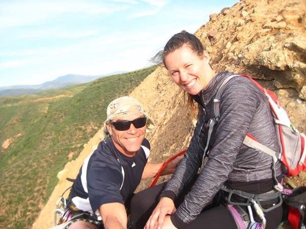 Chad Parker and Natalie Strasser on the summit of Tethys - Texas Canyon, CA