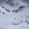 Looking down Dead Dog Couloir prior to ski descent