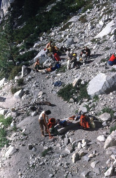 The line of four parties at the base, fall, 1980.