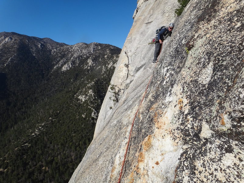 Last pitch traverse near the top.. don't fall!!