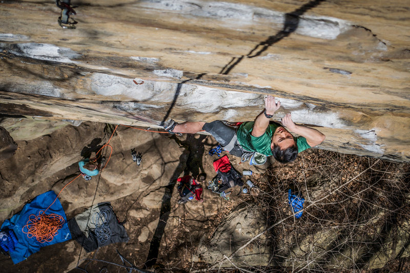 Roger getting into the traverse