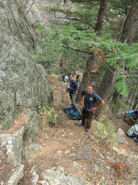 The belay area.