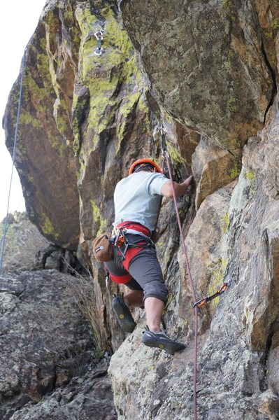 Steve Grigel starts the crux sequence.