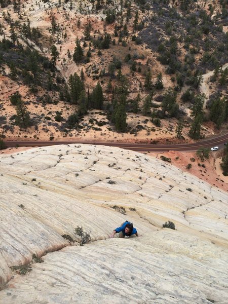 Josie McKee soloing high on Wheat Chex