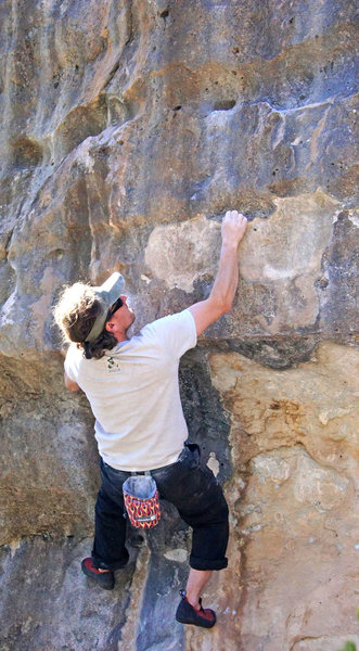 James Q Martin in a rare appearance on a boulder.