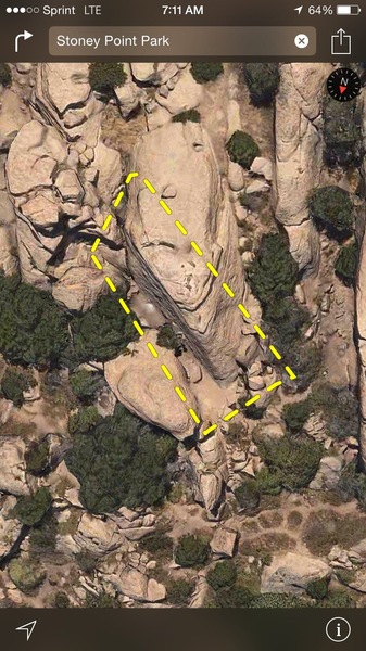 Mozarts wall is the triangle shaped pyramid on the north east side of Stoney point