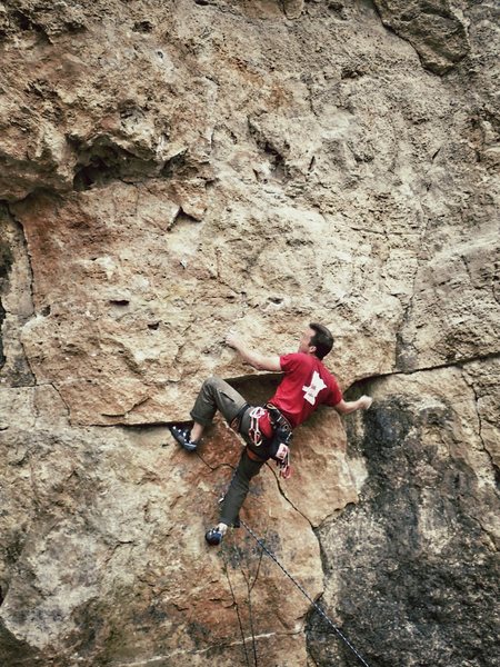 Moving to the second bolt on Climb or Die.