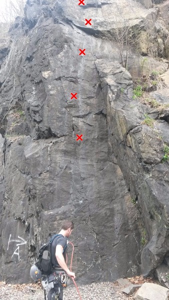 The spray painted A and arrow make this climb easy to find, but it's good to see what the route looks like. Unfortunately, I didn't get the whole climb in the pic.