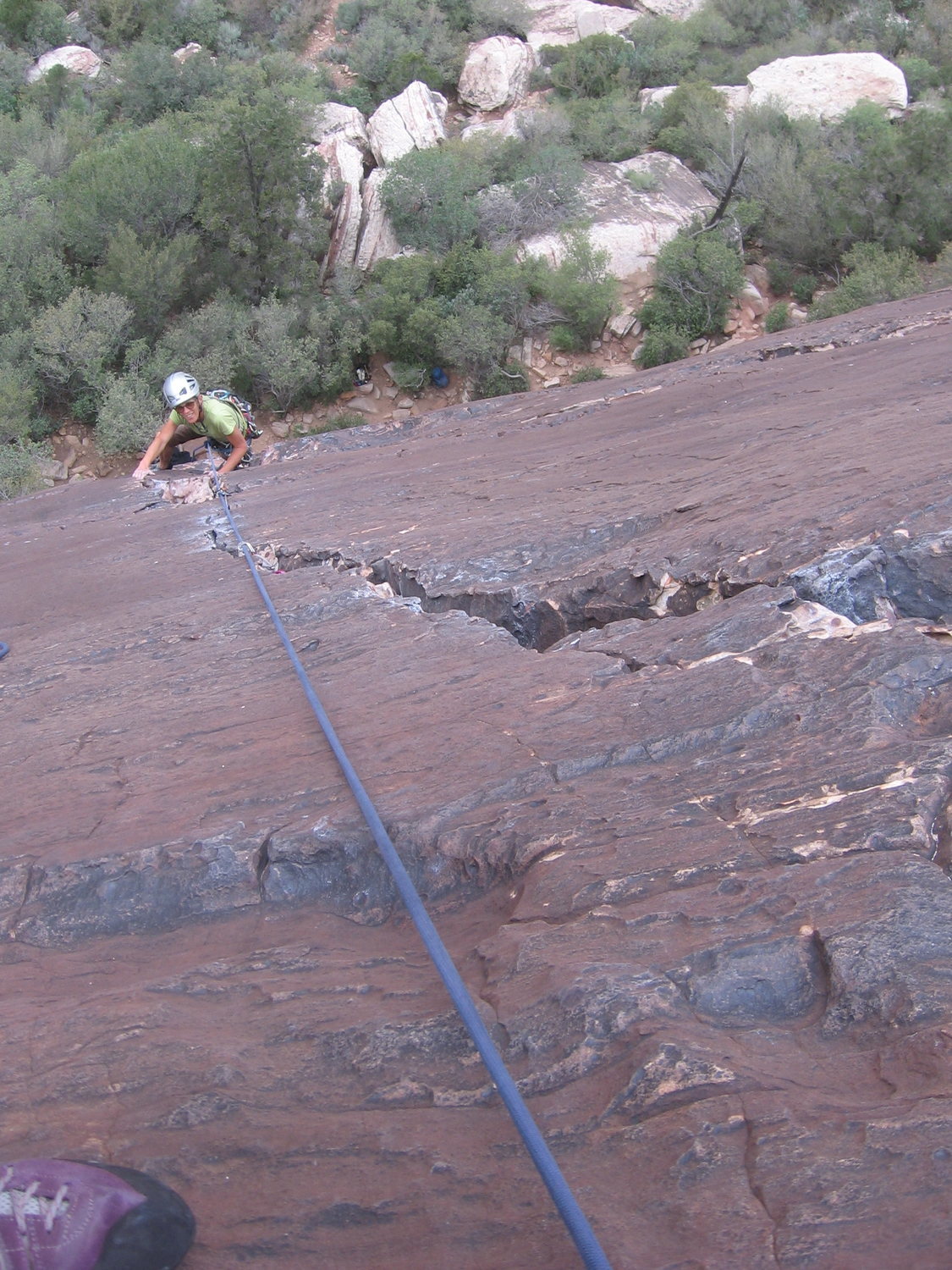 Annie approaching the finishing finger crack on Fold Out. It is true