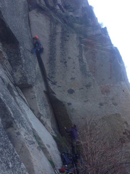 Rock climbing - you can look over and see a really nice waterfall from here