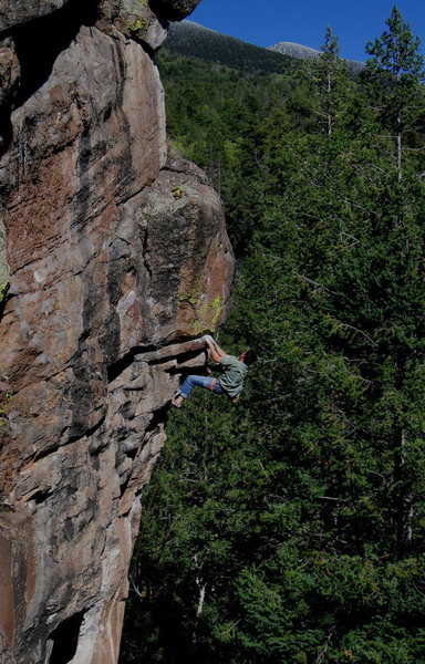 Colin enjoying a little quality time on the Peaks, while firing off Burning Point 2009. The Peak's Crag<br>
<br>
A rare and elusive Flagstaff climbing shot with a climber, and some of the San Francisco Peaks in the back drop.