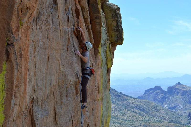 Low on the route with Thimble Peak and Tucson in the background.