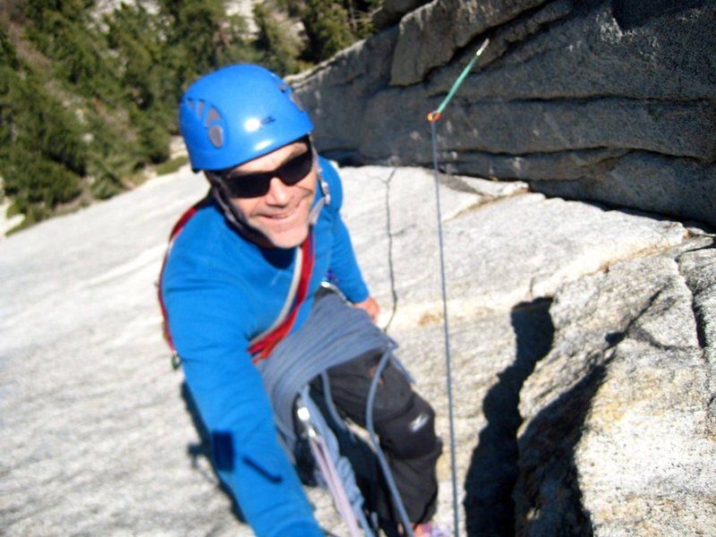 Chad Parker at the second belay of Northeast Face West.