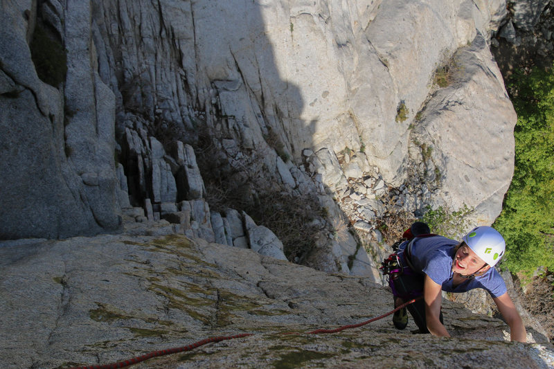 Getting to the top of Lisa's shoulder.