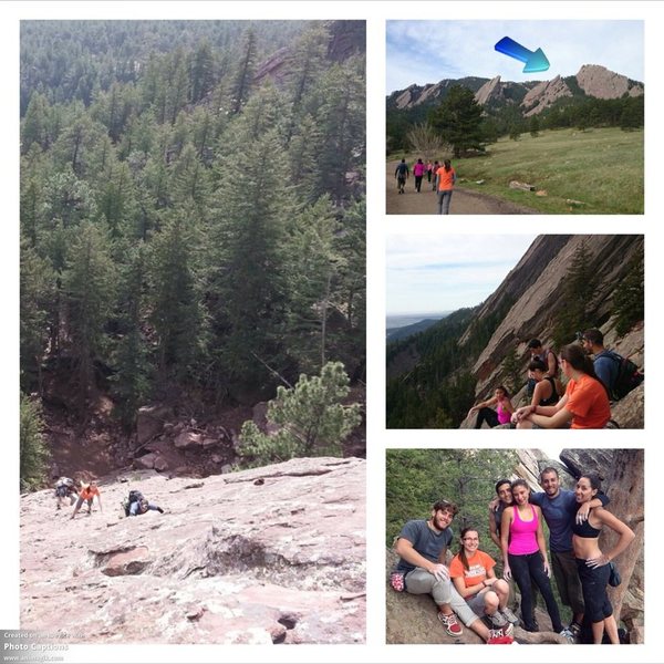 Mario and friends free solo climbing the 2nd Flatiron of Flagstaff Mountain "Freeway".