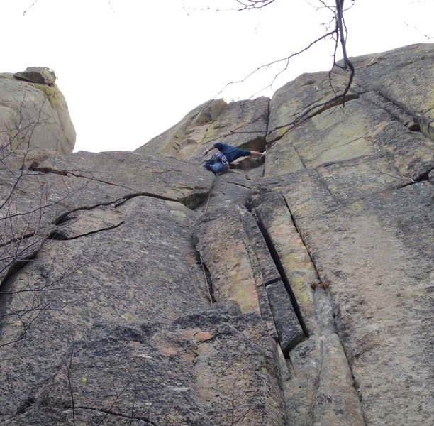 Psyching up for the first crux!