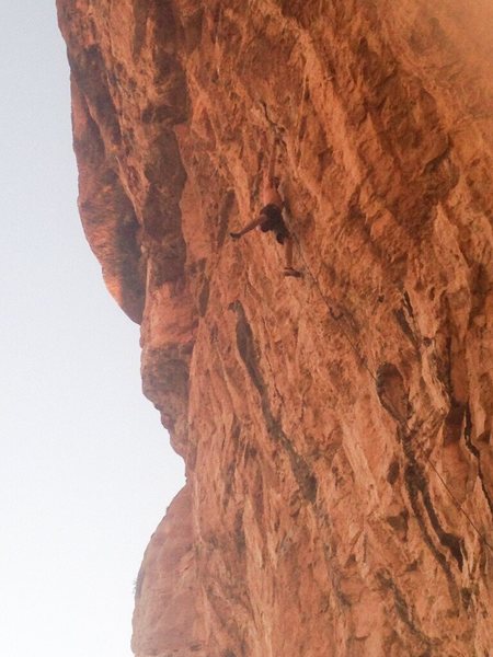 The toss to the good tufa pinch felt pretty reachy - probably a lot harder if you have to cut both feet!