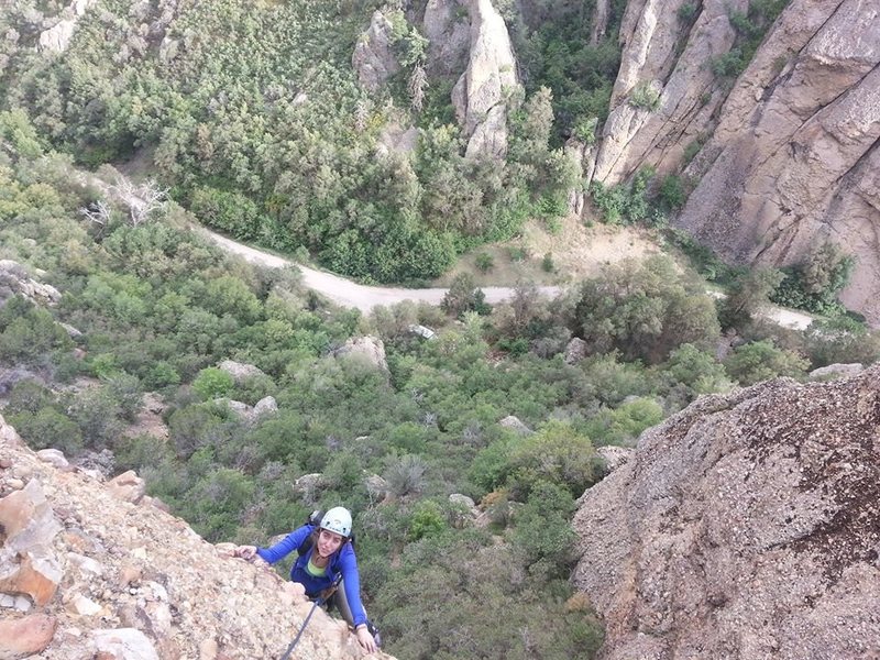 Climbing that vertical river bed!