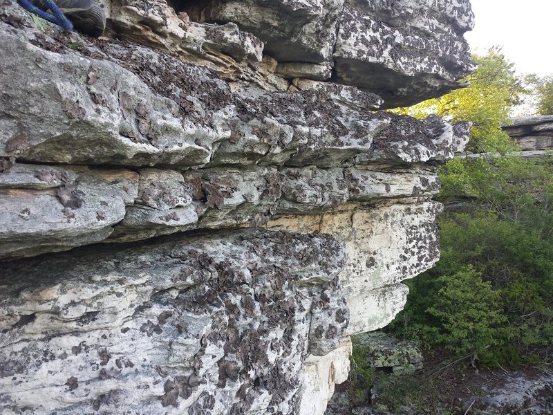 Another view to the right (north) of the climb with the beautiful nose and horizontal stratifications.