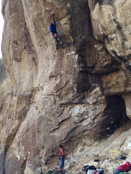 Sticking the crux. Burly climb.