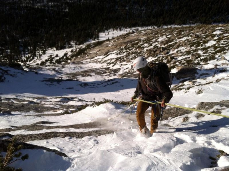Descending the Muir Route in a drought winter (January 2015).