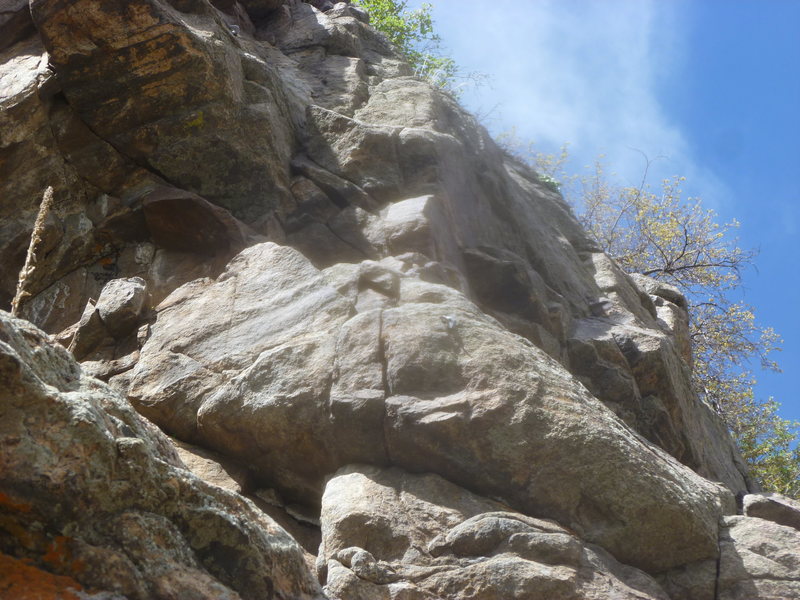 The crux area, around the third bolt.