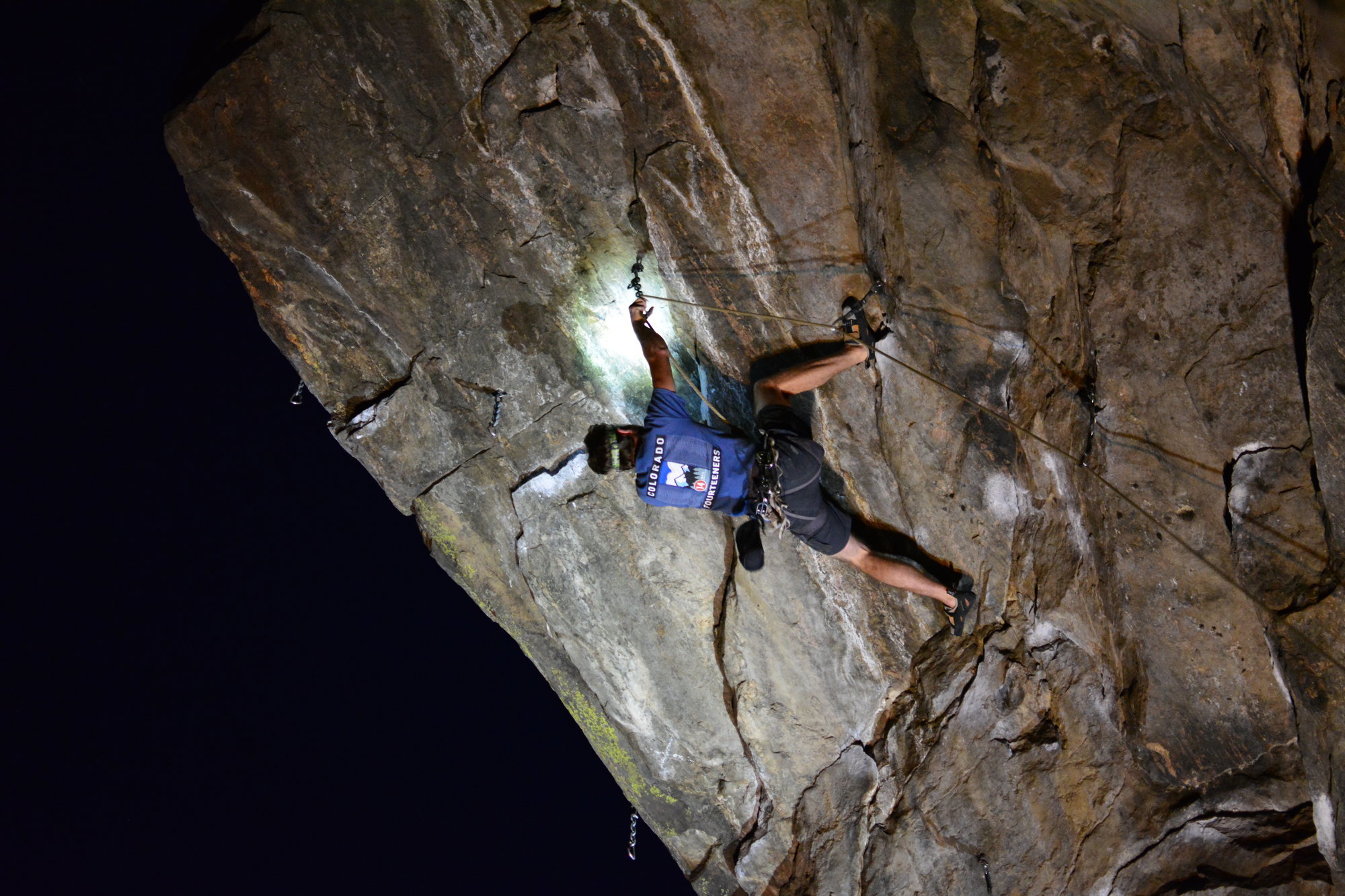 Moving through the jugs on the roof in the dark.