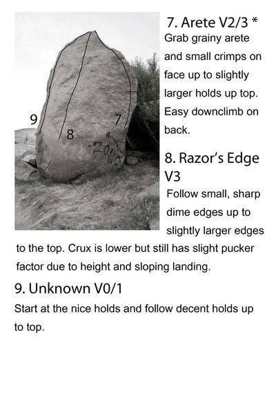 The Arete Boulder with 3 problems