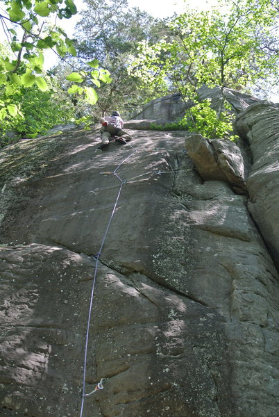 Jon J leading Mammalary Magic 05-31-15. He is up in the real meat of the climb here.
