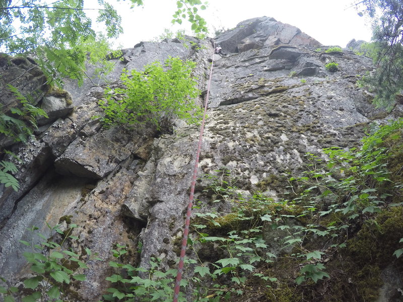 Mandy approaching the off-width on top-rope.