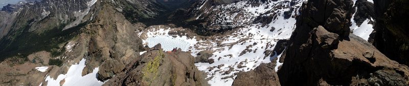 Panorama from just below final pitch, looking back to the knife edge section