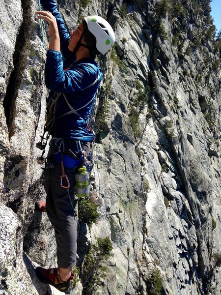 Hunter Reinig with big exposure during the FA of the Altar Buttress!!