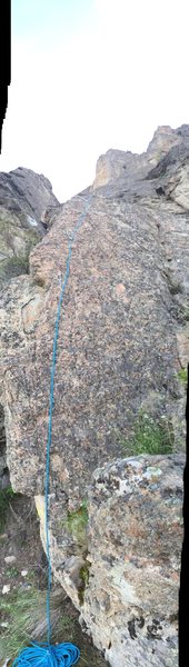 Start of Rashomon from belay ledge.