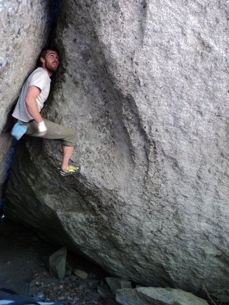 Eyeing the topout! Pretty climactic finish (depending on your point of view regarding groveling)