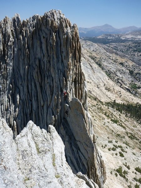 Two guys free soloing Matthes Crest South to North.