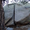 Glorious crack. There are a handful of lines on this boulder.