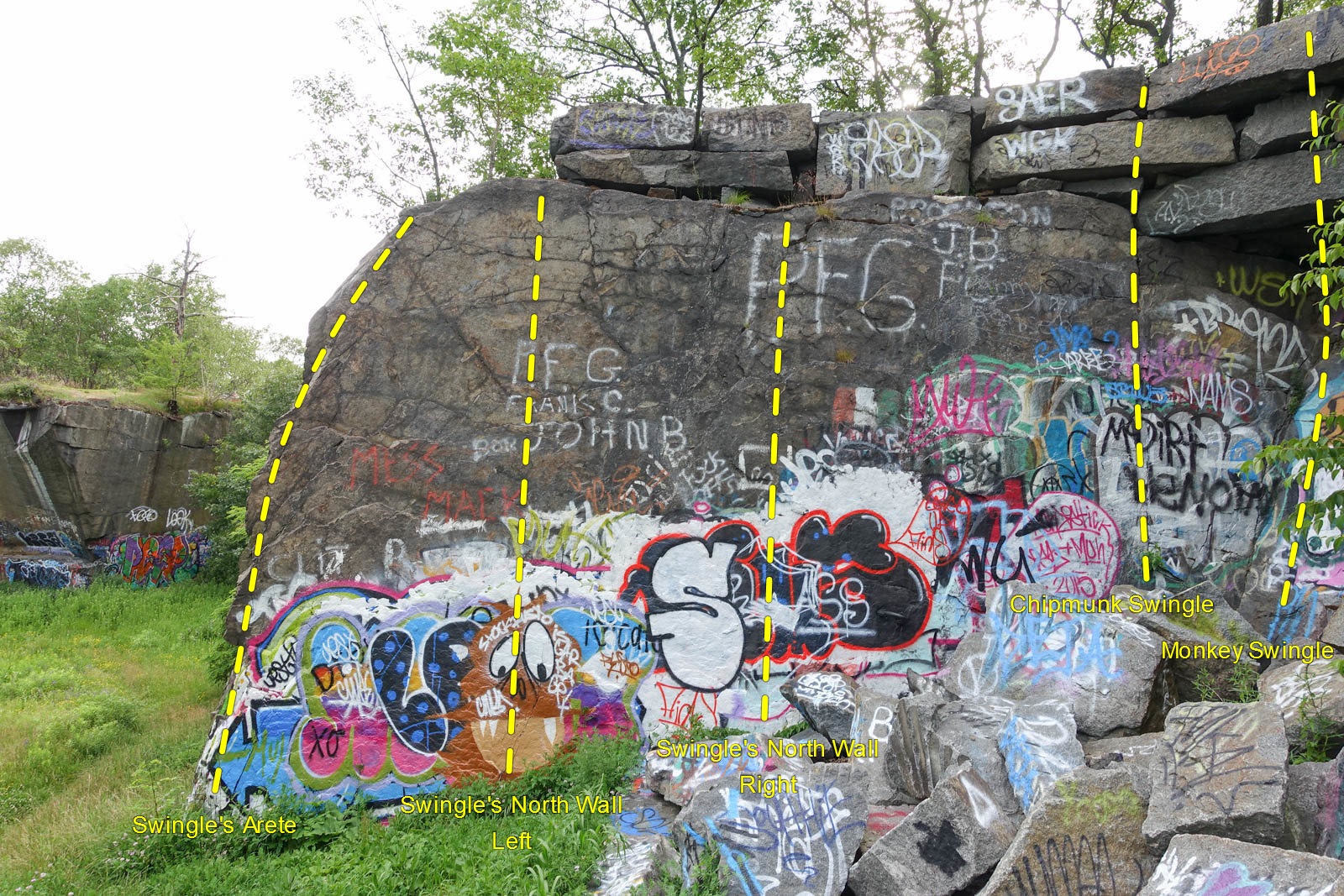 Swingle's Quarry topo north right.