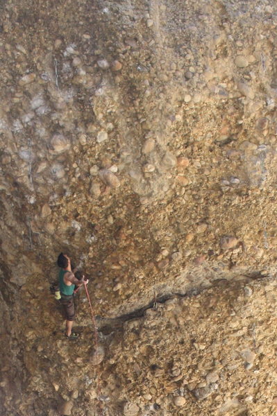 A lot left to climb, and the crux looms above.