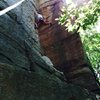 The Golden Dream, 5.9 at Peterskill (Mike C. climbing)