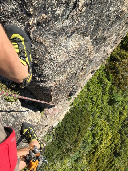 Midway up the crack system.